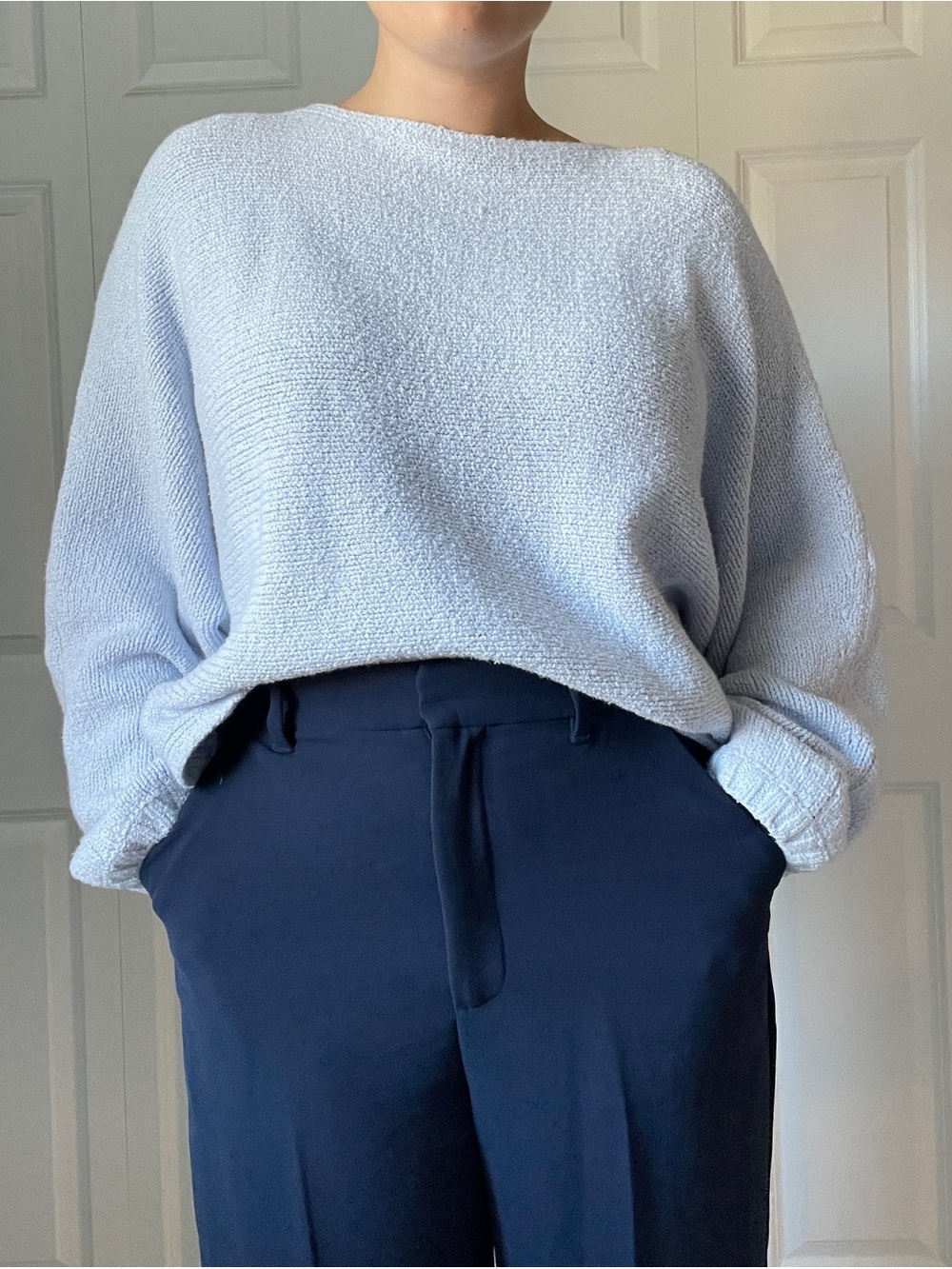 Sky Blue A&F Cozy Boat Neck Boxy Sweater - Size L/XL